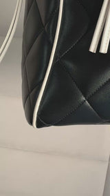 Chanel 1995 Vintage Black Letter Large Bowler Duffle Bag U3N