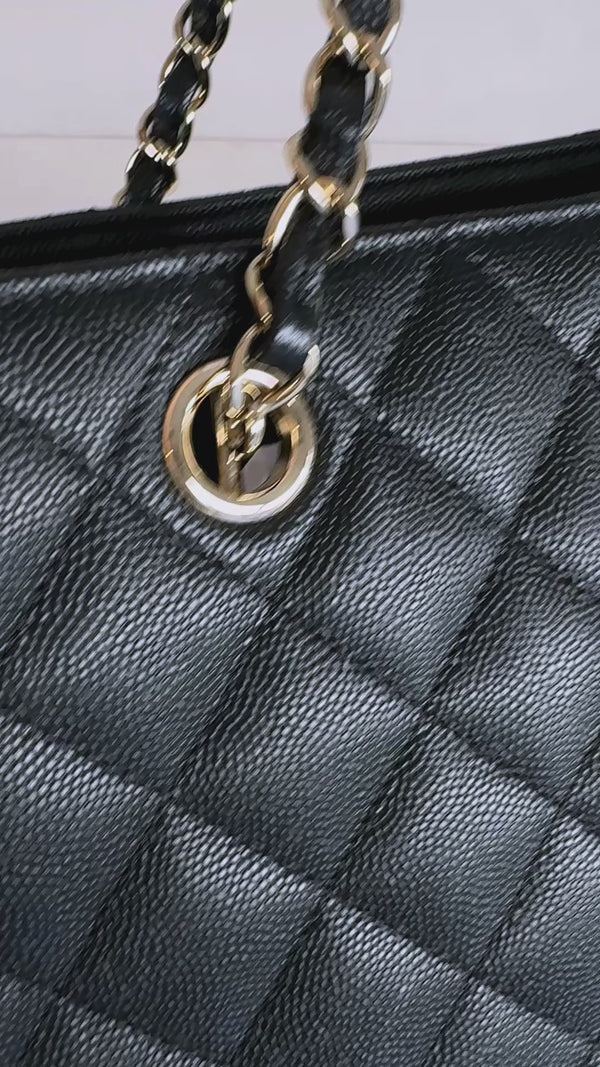 Chanel Black Caviar Timeless Classic Grand Shopper Tote Bag GHW 0JD