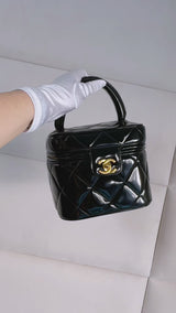 Chanel 95P Black "Barbie" Heart Mirror Vanity Bag 24k GHW PQO
