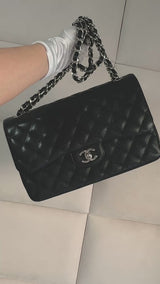 Chanel 2011 Black Caviar Jumbo Classic Double Flap Bag SHW GXC