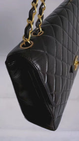 Chanel 1996 Vintage Black Jumbo Classic Flap Bag 24k GHW Lambskin GRP