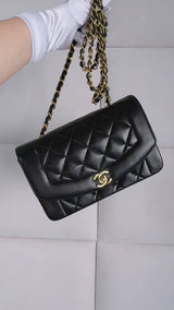 Pristine Chanel 1994 Vintage Black Small Diana Bag Lambskin 24k GHW VTN