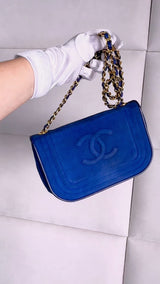 Chanel 1986 Vintage Royal Blue Suede Timeless Crossbody Flap Bag E6H
