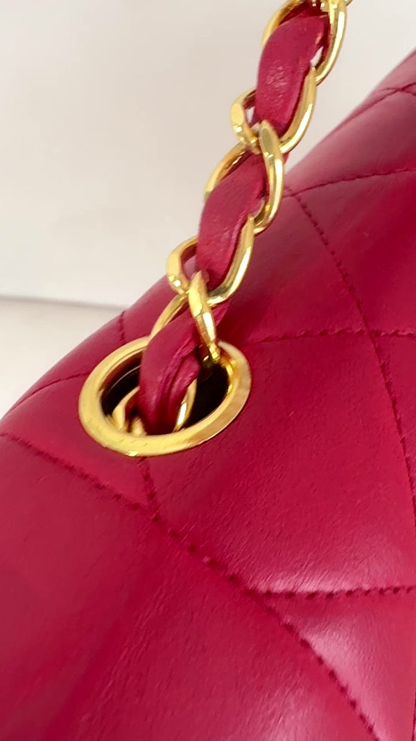 Chanel Vintage Red Diana Flap Bag Medium Lambskin 24k GHW 1994 44T