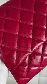 Chanel Red 11in Caviar Timeless Classic Clutch on Chain Bag SHW YXQ