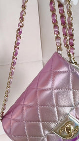 Chanel 22C Metallic Mermaid Ombre Pink Mini Wallet Flap Bag GHW ES7