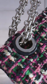 Chanel Pink Green Tweed 225 2.55 Reissue Flap Bag SHW FKC