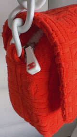 Chanel 2002 Vintage Dark Orange Terry Sport Line Flap Bag Resin Chain XIL