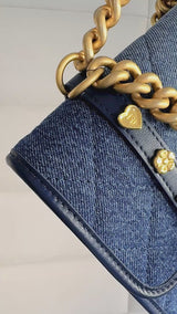 Chanel Ombre Denim Quilted Messenger Flap Bag GHW YOO