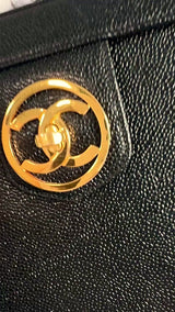 Chanel 1995 Vintage Caviar Box Vanity Case w Strap Bag 24k GHW Z5M