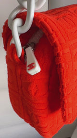 Chanel 2002 Vintage Dark Orange Terry Sport Line Flap Bag Resin Chain XIL