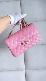 Chanel 2006 Vintage Sakura Pink Small Classic Double Flap Bag 24k GHW 2ER