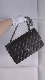 Chanel 2007 Vintage Dark Brown Caviar Medium Classic Double Flap Bag SHW  FSI