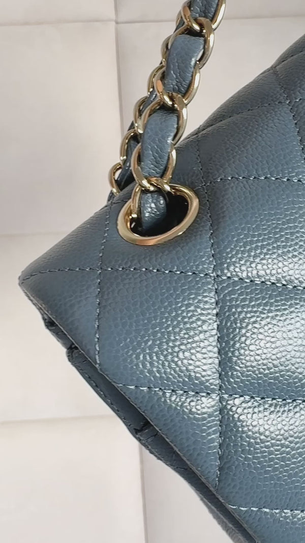 Chanel Slate Gray Caviar Medium Classic Double Flap Bag GHW 3ZD