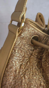 Chanel 1993 Vintage Gold Silk Brocade Bucket Drawstring Bag 24k GHW 3IQ