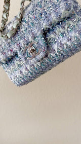 Chanel 2018 Boucle Pastel Tweed Rectangular Mini Flap Bag