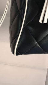 Chanel 1995 Vintage Black Letter Large Bowler Duffle Bag U3N