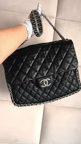 Chanel Black Luxe Chain Around Maxi Flap Bag SHW 65I