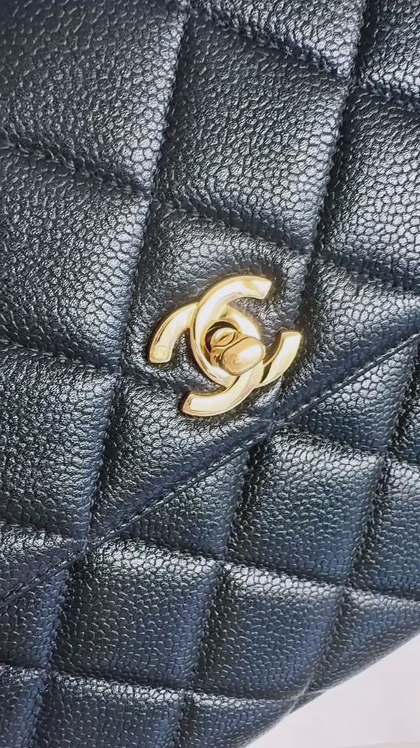 Chanel 1997 Vintage Black Caviar Square Crossbody Flap Bag 24k GHW