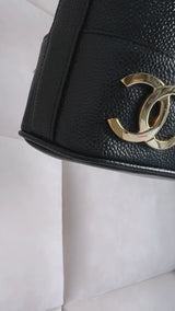 Rare Pristine Chanel 1994 Vintage Black Caviar Triple CC Large Backpack Bag 24k GHW V27