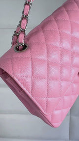Chanel 2004 Vintage Sakura Pink Caviar Medium Classic Double Flap Bag SHW 7ZW