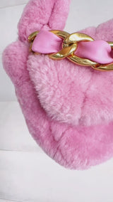 Chanel 2022 Pink Shearling Flap Crossbody Bag GHW 3U4