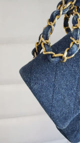 Chanel 1990 Vintage Denim Square Mini Flap Bag 24k GHW OL2