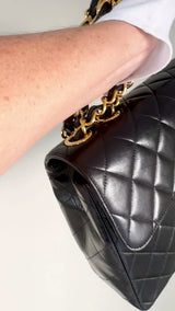 Chanel 1996 Vintage Black Jumbo Classic Flap Bag 24k GHW Lambskin  3QC