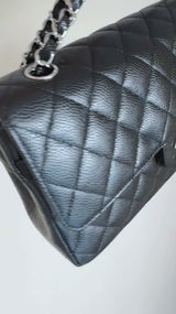 Chanel 2009 Black Caviar Medium Classic Double Flap Bag SHW  2U1