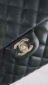 Chanel 2019 Black Caviar Timeless Classic Clutch Flap Bag GHW BIP