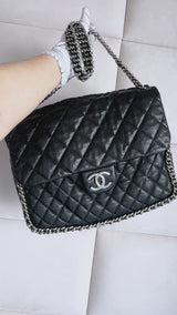 Chanel Black Luxe Chain Around Maxi Flap Bag SHW 65I
