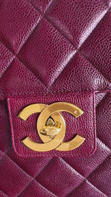 Chanel Vintage 1994 Wine Burgundy Caviar Briefcase Tote Bag 24k GHW CRG