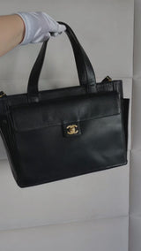 Chanel 2004 Vintage Caviar Briefcase Flap Tote 2-Way Shoulder Bag 24k GHW QOQ