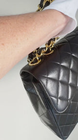 Chanel 1996 Vintage Black Jumbo Classic Flap Bag 24k GHW Lambskin  3QC