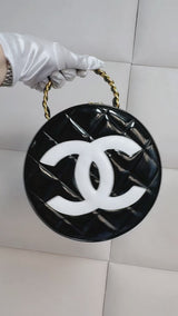 Chanel 1995 Barbie Vanity Round Patent Circle Case Bag 24k GHW PSJ
