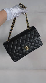 Chanel 1997 Vintage Black Caviar Small Classic Double Flap Bag 24k GHW  9TI
