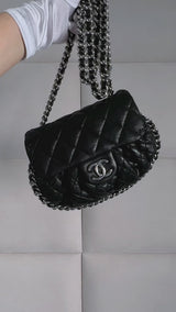 Chanel Black Mini Chain Around Flap Crossbody Messenger Bag SHW SSV