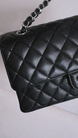 Chanel 2010 Black Caviar Medium Classic Double Flap Bag SHW  2U1