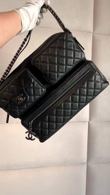 Chanel 2016 Black Rock Airlines Grained Calfskin Multi-Pocket Tote Bag Black RHW TIQ