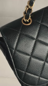Rare Chanel Vintage Black Caviar Curved Jumbo CC Classic Flap Bag GHW ZI9
