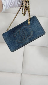 Chanel 1997 Vintage Blue Denim Timeless WOC Flap Bag 24k GHW Q3G