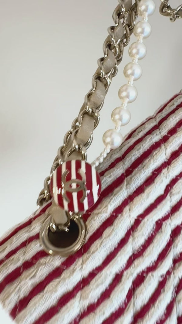 Chanel Coco Sailor Medium Flap Red Striped Classic Double GHW 2014 Bag ZQB