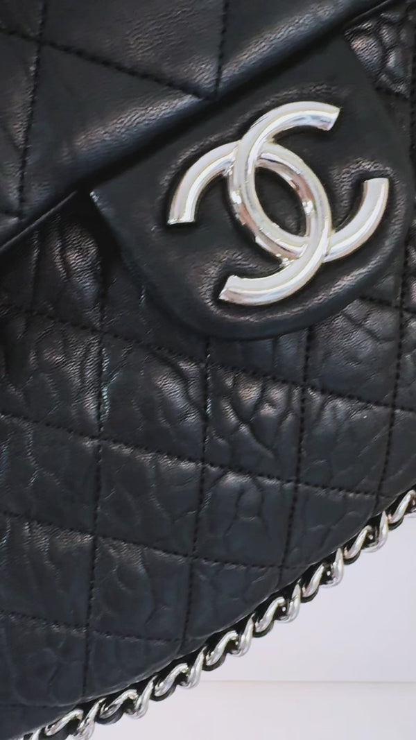 Chanel Black Luxe Chain Around Maxi Flap Bag SHW 65I