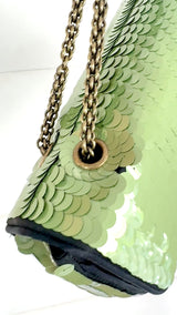 Chanel 2010 Green Sequin Satin Paris-Shanghai Medium Flap Bag GHW TO8