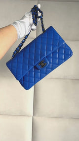 Chanel 16C Blue Roi Cobalt Caviar Medium Classic Double Flap Bag RHW CAD
