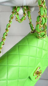 Chanel 1989 Vintage Apple Green Mini Square Flap Bag 24k GHW 7FD