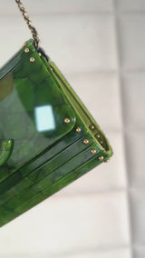 Chanel 2010 Paris-Shanghai Jade Green Plexiglass Clutch on Chain T44