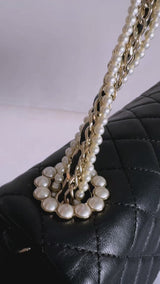 Chanel 2013 Black Westminster Pearl and Chain Flap Bag TL6