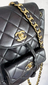 Chanel 1994 Vintage Black Lambskin Duma Backpack Bag 24k GHW CAR