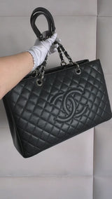 Chanel 2011 Black Caviar XL GST Grand Shopper Shopping Tote Bag SHW     2VM
